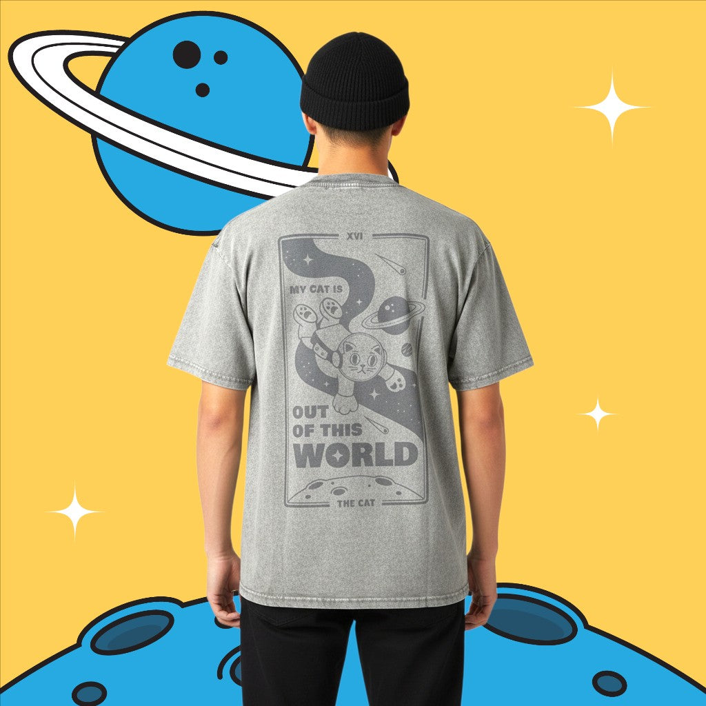 Space Cat Tee - Grey