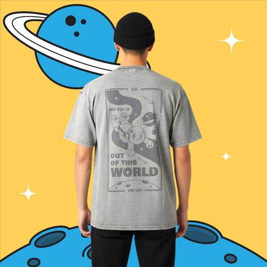 Space Cat Tee - Grey
