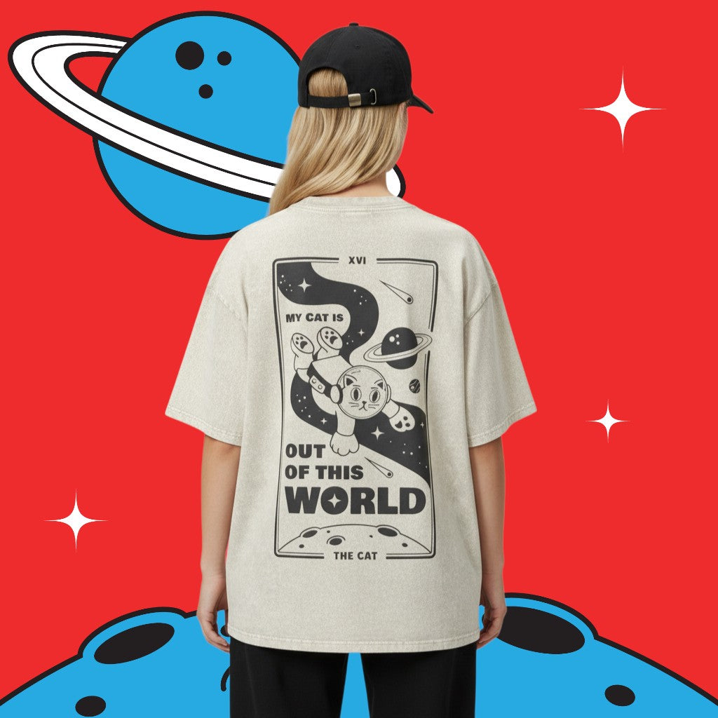 Space Cat Tee - Cream